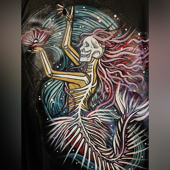 Hand-painted pleather jacket - Picture 5 of 6